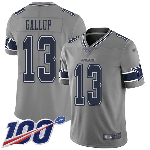 Men Dallas Cowboys Limited Gray Michael Gallup #13 100th Season Inverted Legend NFL Jersey